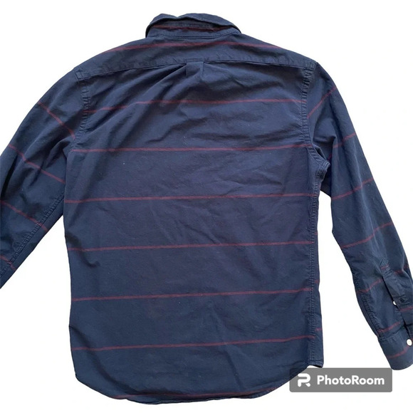 Men’s Old Navy Striped Navy Blue Slim Fit Button Down Oxford Shirt Size M - Picture 3 of 10